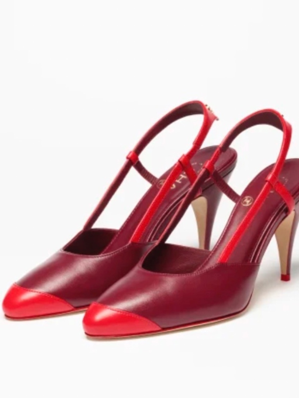 Matthieu Blazy CHANEL lambskin slingbacks Burgundy Red Heel Pump G47479 sz 37